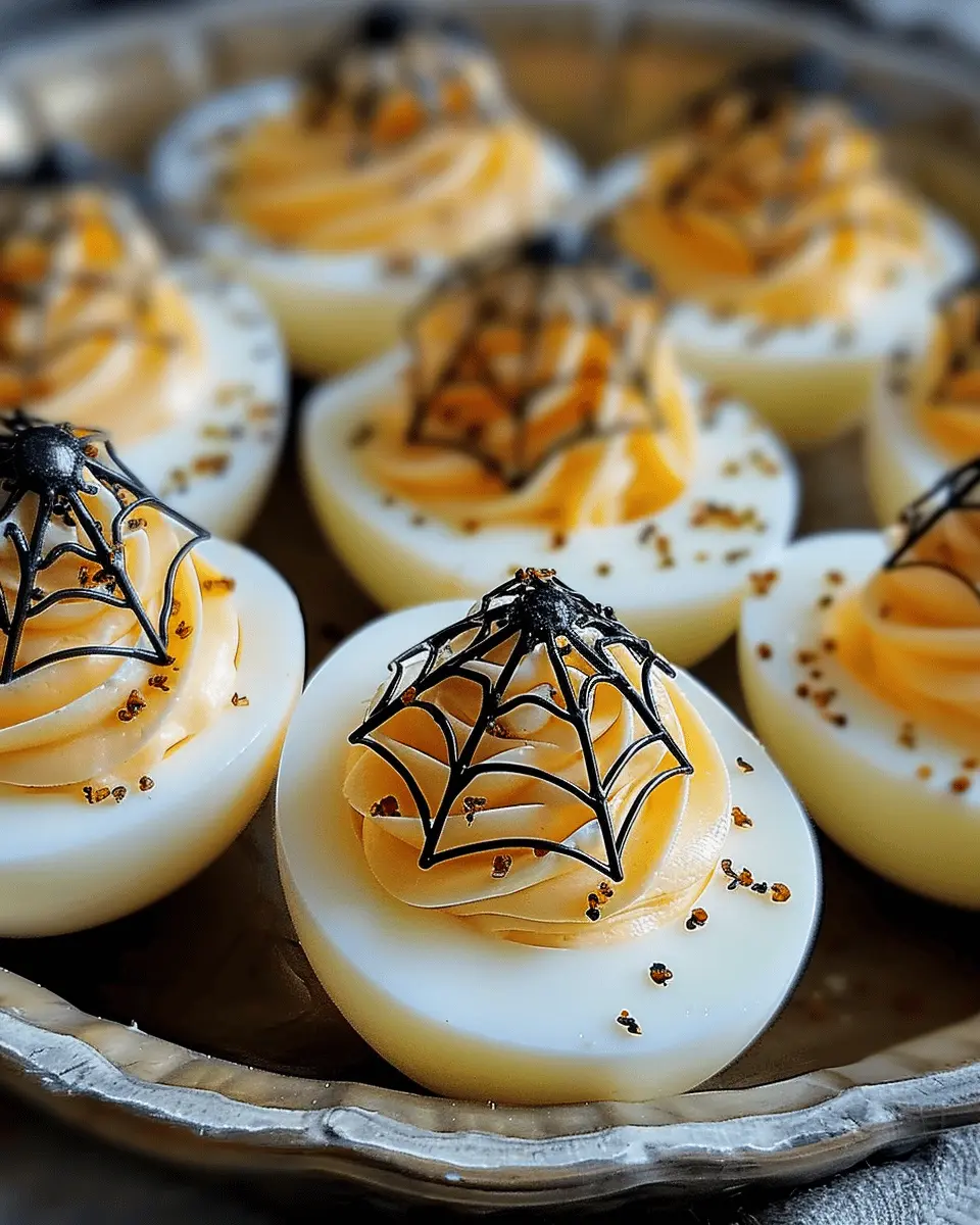 Irresistible Spiderweb Deviled Eggs with Turkey Bacon Twist