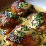 Bobby Flay Chicken Thighs with Creamy Garlic Sauce