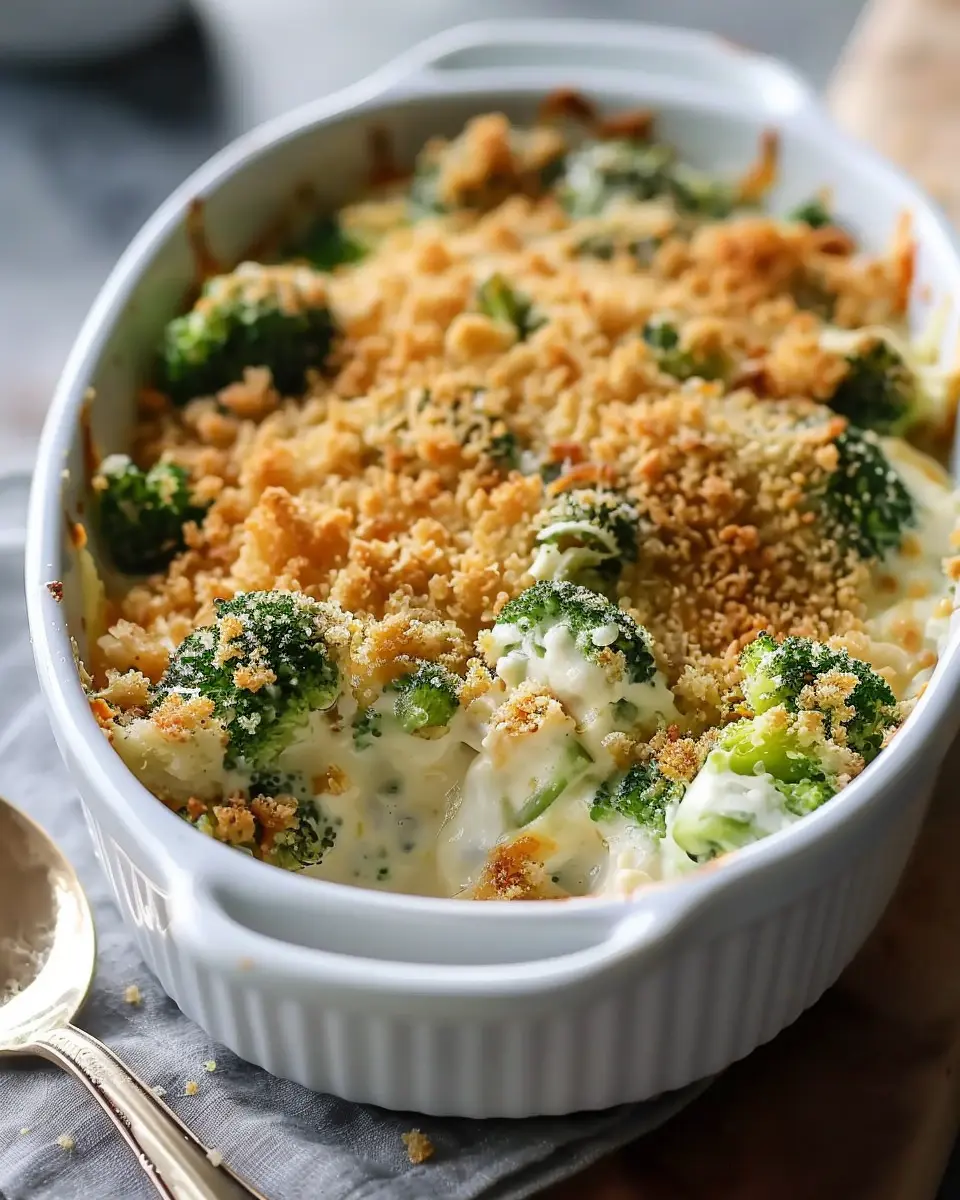 Creamy Broccoli Casserole Recipe with Turkey Bacon and Chicken Ham