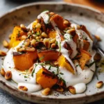 Roasted Pumpkin with Yogurt Sauce and Pine Nuts