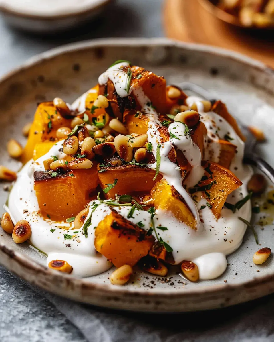 Roasted Pumpkin with Yogurt Sauce and Pine Nuts: The Best Comfort Dish