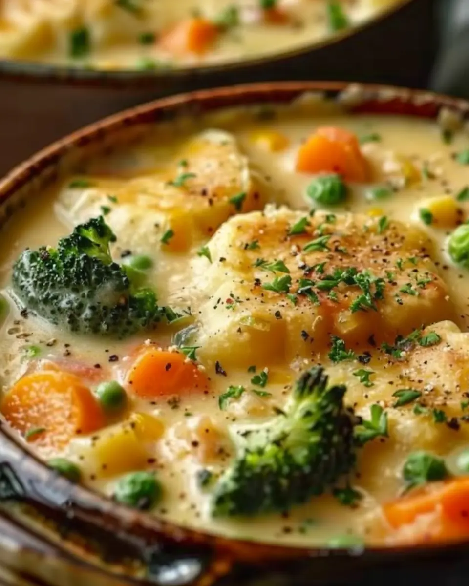 Veggie Pot Pie Soup: Cozy Comfort with Turkey Bacon Twist