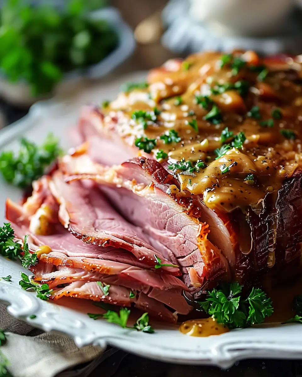 Slowcooker Creamy Mustard Pulled Ham