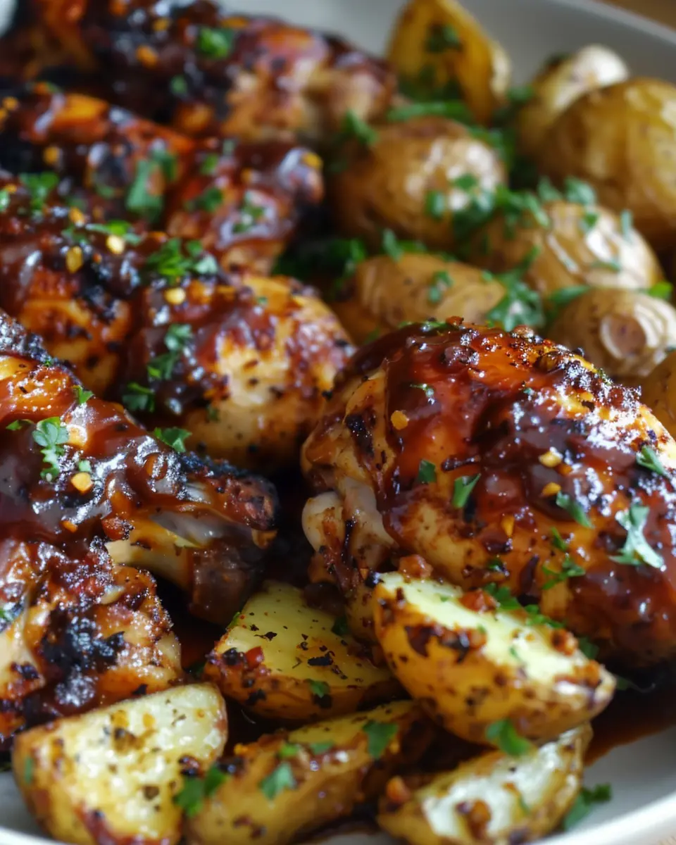 Honey BBQ Chicken: Easy Garlic Potatoes Dinner Recipe for All