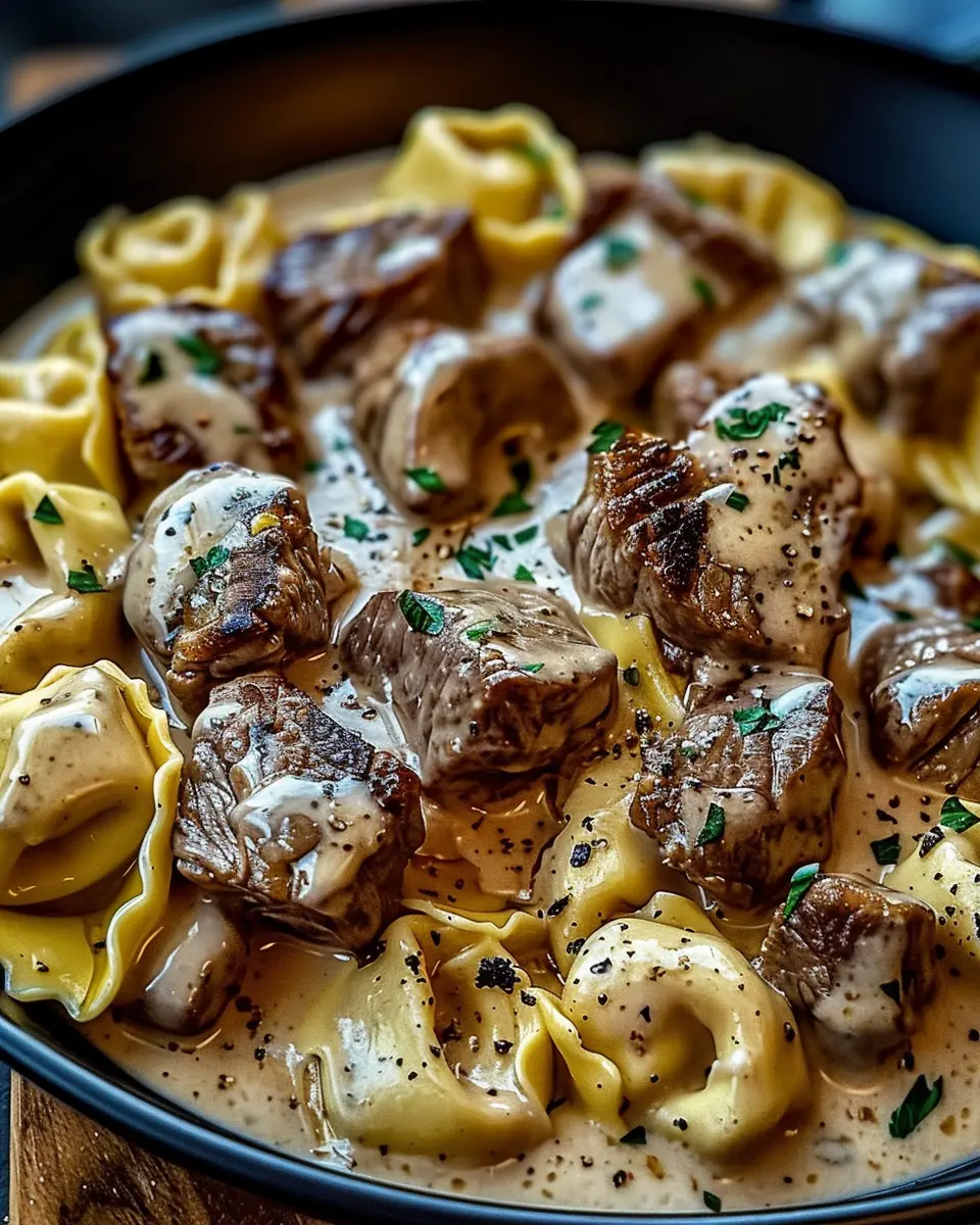 Cracked Garlic Steak Tortellini with Creamhouse Sauce Bliss