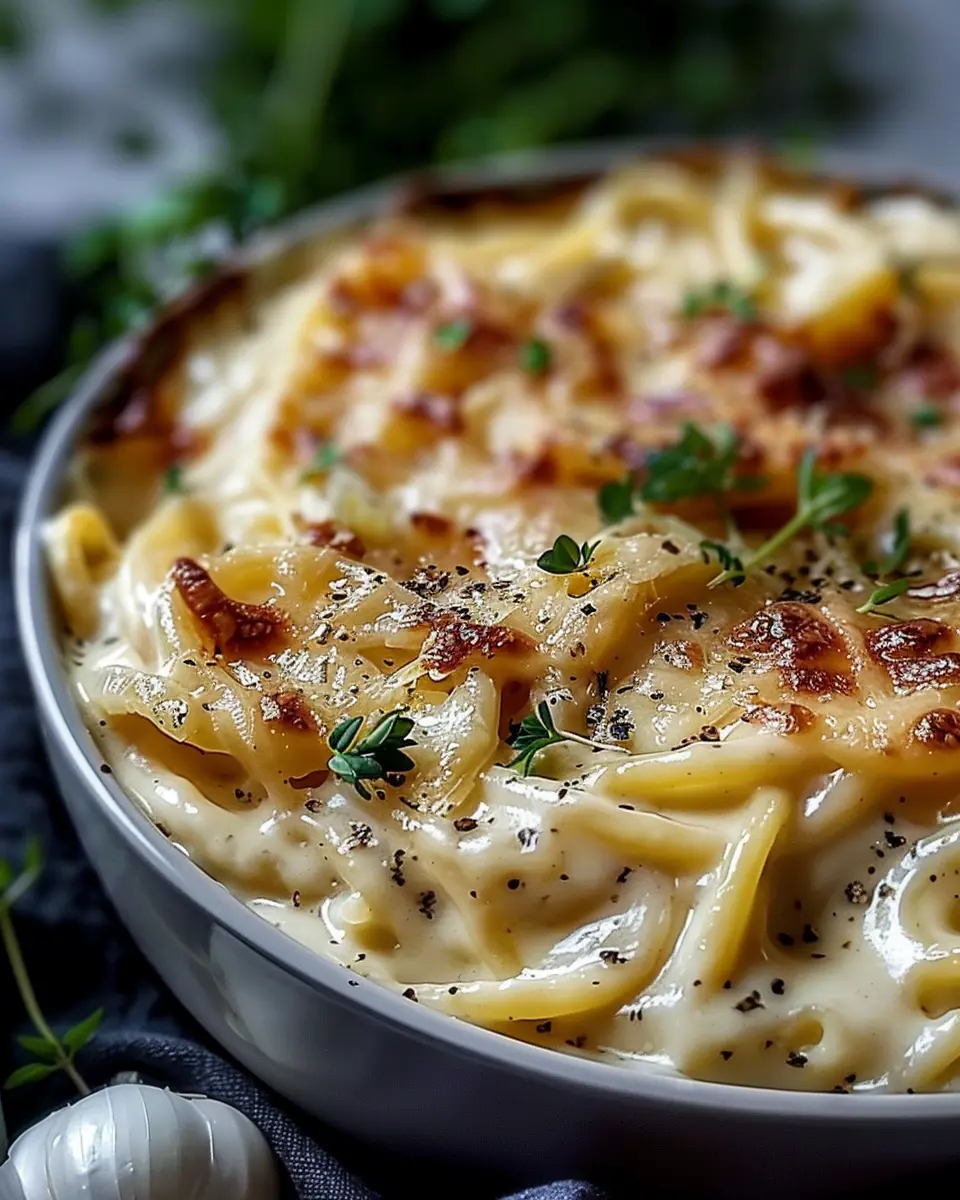 Creamy French Onion Pasta with Turkey Bacon: A Cozy Delight
