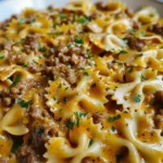 Cajun Cream Cheese Alfredo Bowties with Spiced Ground Beef