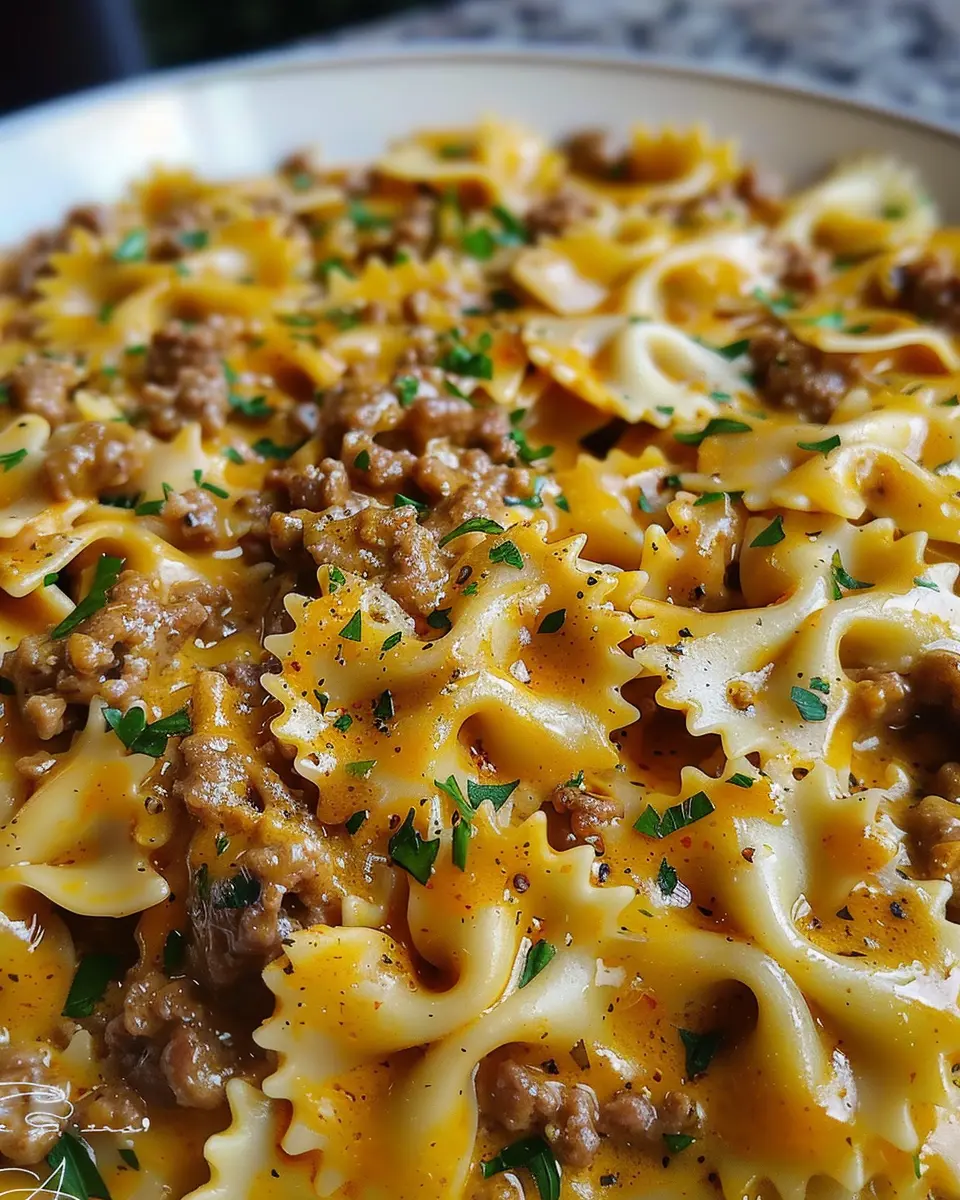 Cajun Cream Cheese Alfredo Bowties with Spiced Ground Beef Bliss