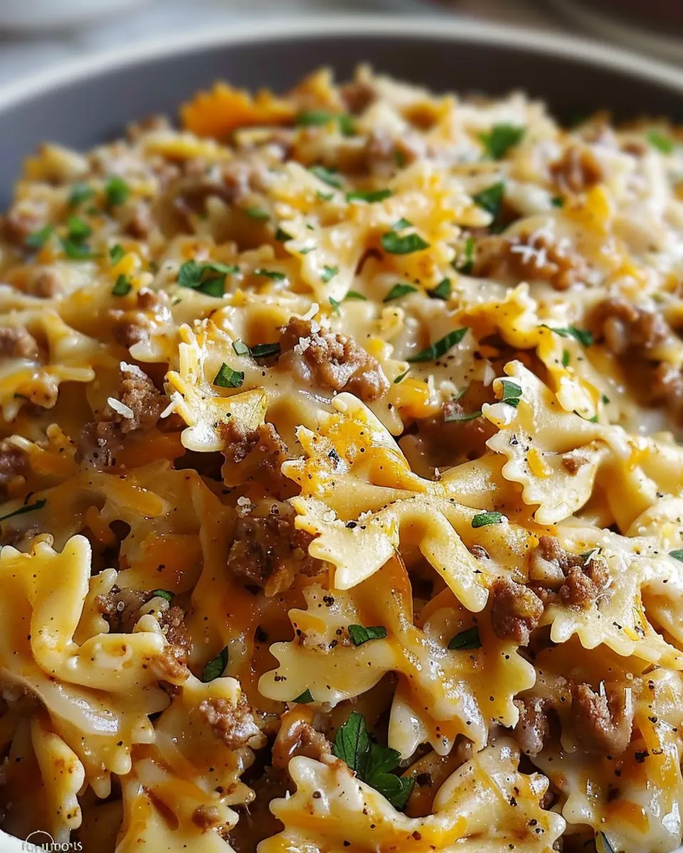 Cajun Cream Cheese Alfredo: Indulgent Bowties with Spiced Ground Beef