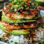 Tangy Honey Lime Chicken & Avocado Rice Stack That Delights